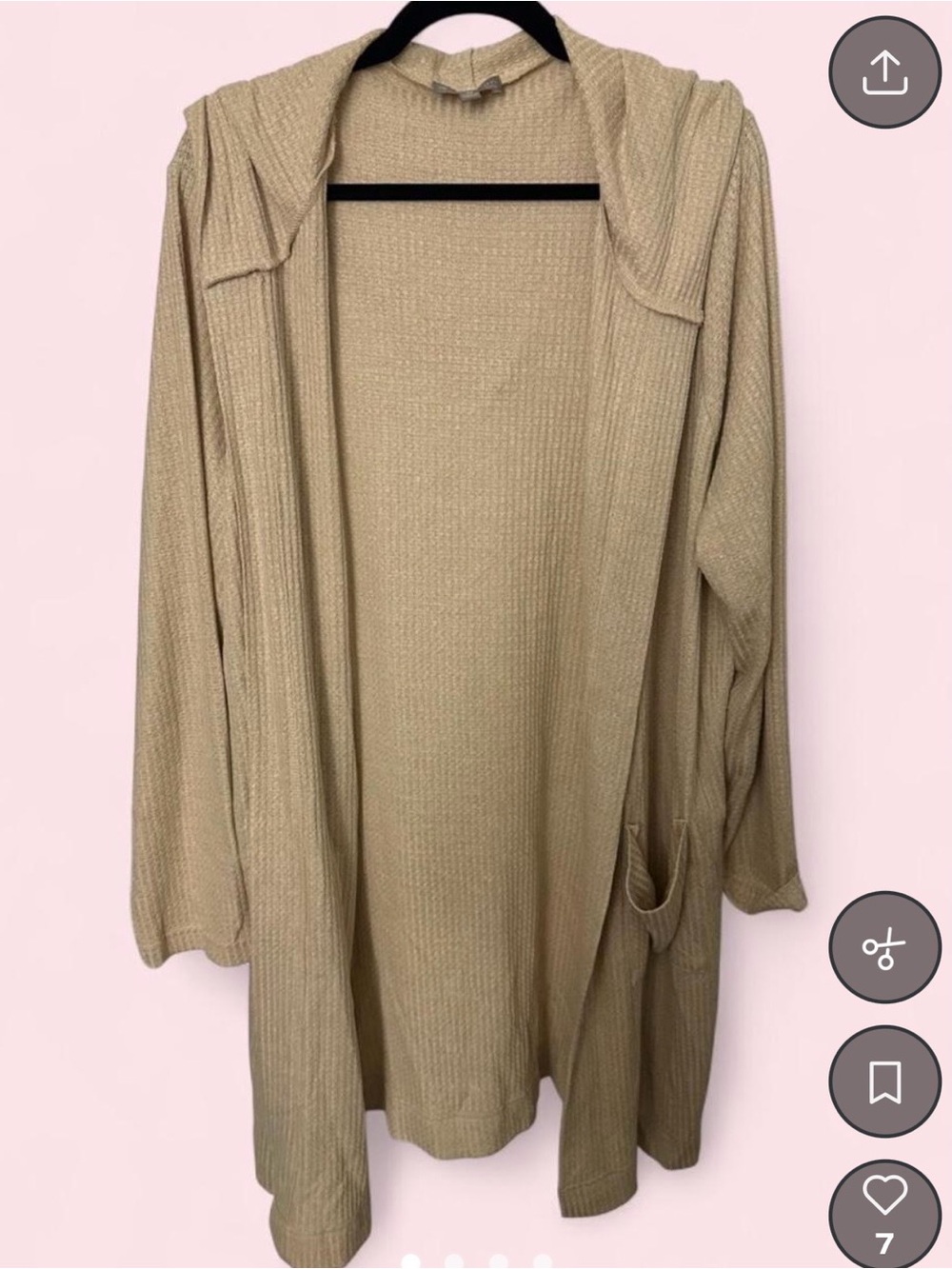 Women's Open-Front Hooded Cardigan in Light Tan
